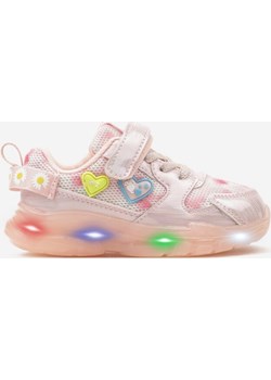 Różowe Designerskie Buty Sportowe na Rzep ze Świecącą Podeszwą i Uroczymi okazja born2be.pl - kod rabatowy