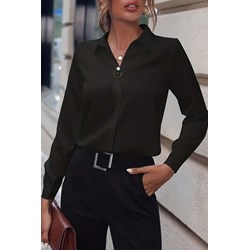 Koszula damska IVET z długim rękawem czarna z kołnierzykiem  - zdjęcie produktu