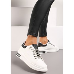 Białe buty sportowe damskie Renee sneakersy wiązane płaskie  - zdjęcie produktu