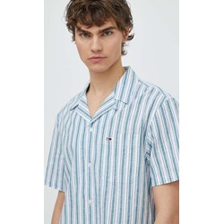 Koszula męska Tommy Jeans casual w paski z klasycznym kołnierzykiem z krótkimi rękawami  - zdjęcie produktu