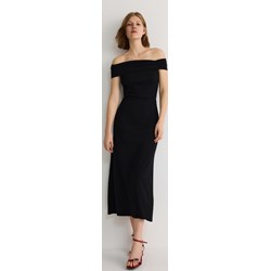 Sukienka Reserved czarna na wesele rozkloszowana z krótkim rękawem maxi  - zdjęcie produktu