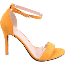 Sandały damskie zamszowe z klamrą na szpilce letnie eleganckie  - zdjęcie produktu