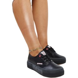 Trampki damskie Cross Jeans czarne sznurowane z tkaniny  - zdjęcie produktu