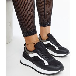 Buty sportowe damskie Gemre sneakersy czarne na platformie na wiosnę sznurowane  - zdjęcie produktu