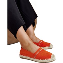 Espadryle damskie casual bez zapięcia czerwone z tkaniny płaskie  - zdjęcie produktu