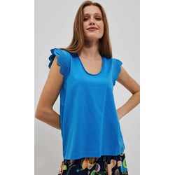 Bluzka damska Moodo.pl niebieska z krótkim rękawem casual na wiosnę z okrągłym dekoltem  - zdjęcie produktu