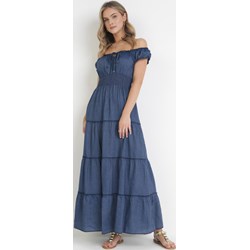 Sukienka Born2be maxi z dekoltem typu hiszpanka elegancka  - zdjęcie produktu