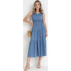 Sukienka Born2be niebieska letnia elegancka rozkloszowana  - zdjęcie produktu