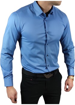 Klasyczna  koszula slim fit  niebieska elegancka ESP06   DM Espada Men’s Wear Moda Męska - kod rabatowy