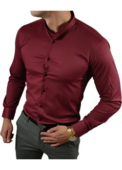 Koszula elegancka  ze stójką slim fit  bordowa ESP013   DM Espada Men’s Wear Moda Męska - kod rabatowy