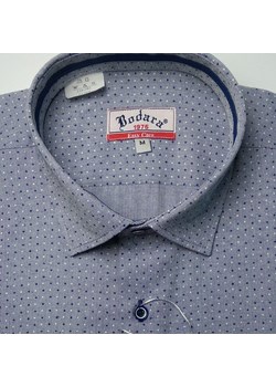 Bodara koszula szara męska w drobny wzorek krótki rękaw SLIM-FIT Bodara promocja ATELIER-ONLINE - kod rabatowy