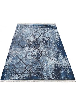 Niebieski dywan bawełniany z frędzlami - Dehab Profeos Edinos.pl - kod rabatowy