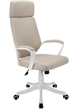 Beżowy ergonomiczny fotel biurowy do komputera - Dawo Elior Edinos.pl - kod rabatowy
