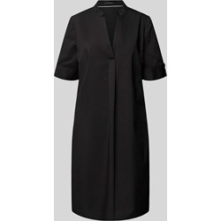 Sukienka czarna Comma, z długim rękawem mini casual z bawełny  - zdjęcie produktu