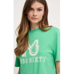 Bluzka damska Miss Sixty z krótkim rękawem zielona z okrągłym dekoltem  - zdjęcie produktu