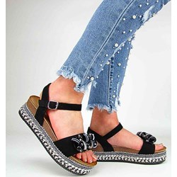 Sandały damskie S.Barski na koturnie z klamrą  - zdjęcie produktu