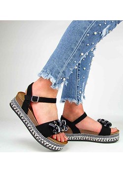 S.Barski HY056 sandały damskie na koturnie+platforma czarne senity.pl - kod rabatowy