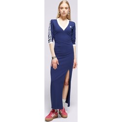 Sukienka Adidas z dekoltem w serek dopasowana granatowa maxi  - zdjęcie produktu