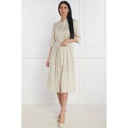Max Mara sukienka z kołnierzykiem z lnu midi  - zdjęcie produktu