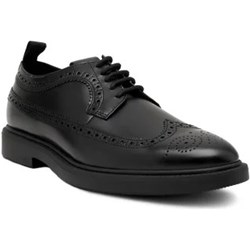 Buty eleganckie męskie czarne BOSS HUGO z tworzywa sztucznego wiązane  - zdjęcie produktu