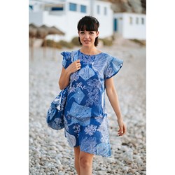 Sukienka Isla Bonita By Sigris w abstrakcyjne wzory z okrągłym dekoltem prosta mini z krótkim rękawem  - zdjęcie produktu