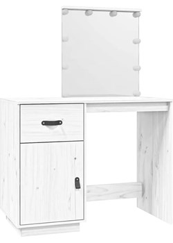 Biała drewniana toaletka z lustrem podświetalnym - Fienna Elior Edinos.pl - kod rabatowy
