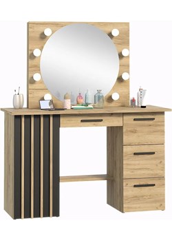 Toaletka z okrągłym lustrem i oświetleniem LED - Kubrys 3X Elior Edinos.pl - kod rabatowy