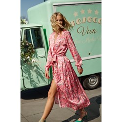 Naoko-store.pl sukienka z tkaniny elegancka midi w kwiaty  - zdjęcie produktu