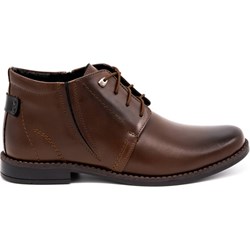 Buty zimowe męskie Olivier wiązane skórzane  - zdjęcie produktu