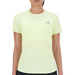 Bluzka damska New Balance z krótkimi rękawami żółta z okrągłym dekoltem  - zdjęcie produktu