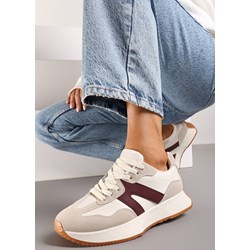 Buty sportowe damskie beżowe Renee sneakersy sznurowane płaskie  - zdjęcie produktu