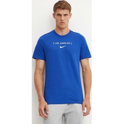 T-shirt męski Nike niebieski bawełniany z krótkimi rękawami  - zdjęcie produktu