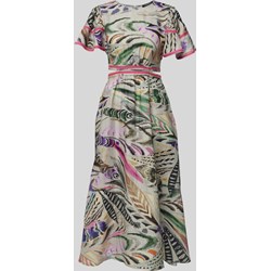 Sukienka Swing lniana w abstrakcyjnym wzorze  - zdjęcie produktu