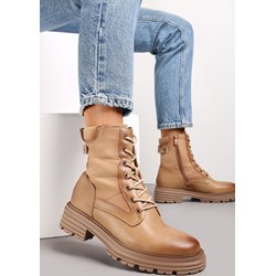 Workery damskie Renee beżowe sznurowane casual  - zdjęcie produktu
