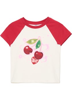 Cropp - Dopasowany T-shirt z wiśniami - biały Cropp Cropp - kod rabatowy