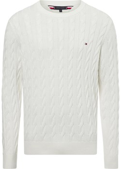 Tommy Hilfiger Męski sweter Mężczyźni drobna dzianina biały jednolity Tommy Hilfiger wyprzedaż vangraaf - kod rabatowy