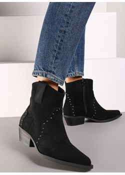 Czarne Botki Kowbojki z Ekozamszu na Niskim Słupku Nevelita okazja born2be.pl - kod rabatowy