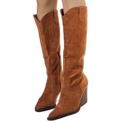 Kozaki damskie Bm z cholewką przed kolano eleganckie na zamek na obcasie  - zdjęcie produktu