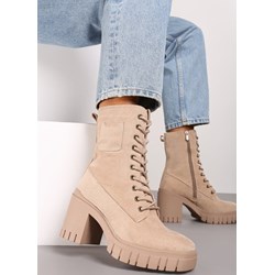 Botki beżowe Born2be na platformie na zamek  - zdjęcie produktu