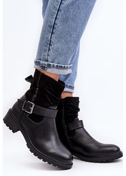 Botki Damskie Płaski Obcas Klamra Zdobienie Czarne Cillolis M667 Ph2 ZAZOO - kod rabatowy