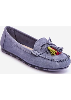 Mokasyny Zamsz Kokarda Frędzle Niebieskie Dorine GS37 Ps1 promocyjna cena ZAZOO - kod rabatowy