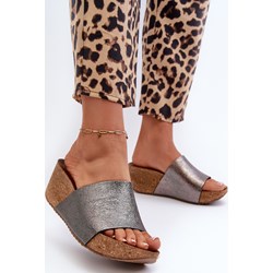 Klapki damskie Zazoo skórzane na koturnie casualowe  - zdjęcie produktu