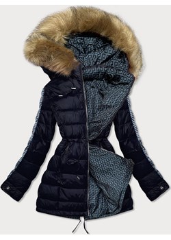 DWUSTRONNA DAMSKA  KURTKA ZIMOWA GRANATOWO-SZARA (MHM-W556) Goodlookin.pl goodlookin.pl - kod rabatowy