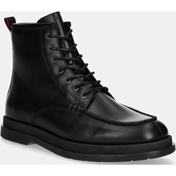 Buty zimowe męskie Hugo Boss czarne skórzane wiązane  - zdjęcie produktu