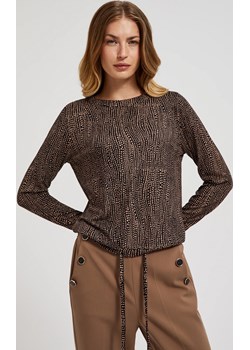 Wzorzysty sweter z wiązaniem w pasie czarny Moodo.pl - kod rabatowy