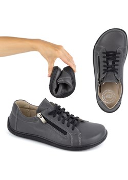 Damskie minimalistyczne buty skórzane barefoot model 1243 szare Buty Olivier butyolivier - kod rabatowy