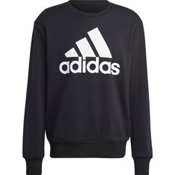 Czarna bluza męska Adidas z polaru sportowa z napisami  - zdjęcie produktu