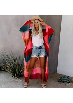 Kimono plażowe w paski - Czerwony / S Valetta.pl Valetta.pl - kod rabatowy