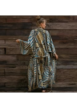 Kimono plażowe w azteckie wzory - Niebieski / Uniwersalny Valetta.pl Valetta.pl - kod rabatowy