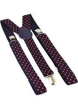 Szelki Damsko-Męskie 2,5 cm Unisex granatowe w czerwone kropki czarny Promesso  - kod rabatowy